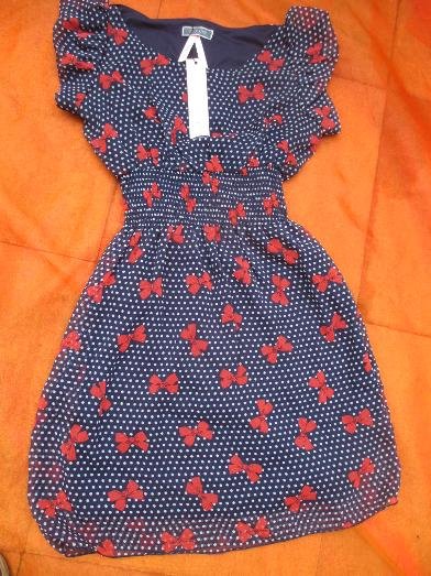 NEU mit ETIKETT * Edel * Seiden Chiffon * Romantik * Schleifen * Punkte * Polka Dots * Tupfen * Puffärmel * Mini * Kleid 