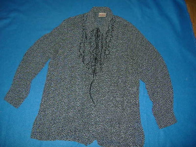 Original Granny VINTAGE * Romantik * Rüschen * Volant * Punkte * Polka Dots * Seiden- Georgette * Bluse 