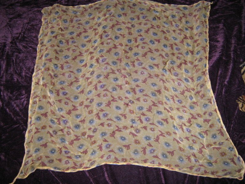 Elegant * Mille * Petit- Fleur * Blumen * Blümchen * Flower- Power * XL * Seiden- Chiffon * Hals- TUCH * SCARF * hell- vanille- gelb * rauch- grau *