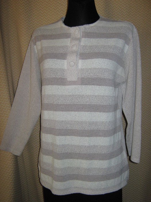 NEUw * Edel * Original Vintage * DESIGNER * Feinstrick * Streifen * Pullover * Gr. 40- 42, 44/ M- L * cremè- beige * nude *