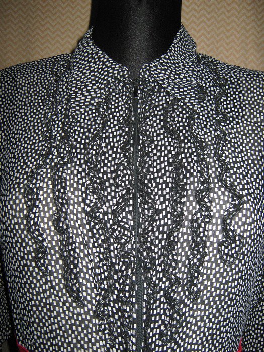 Original Granny VINTAGE * Romantik * Rüschen * Volant * Punkte * Polka Dots * Seiden- Georgette * Bluse 
