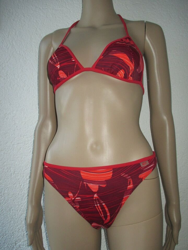   NEU * Blumen * Blüten * Flower- Power * Neckholder * Triangel * Bikini ''etirel'' Gr. 34- 36/ XS- S * 70B * rot und lachs- orange *