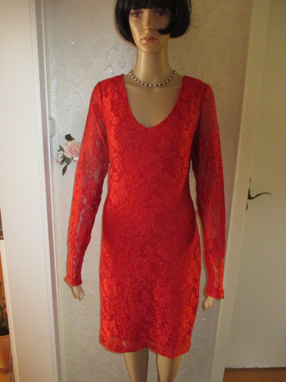 NEU * Blüten * Flower- Power * Lace- Spitzen * Etui * Cocktail * Abend * Bodycon * Strech * Midi * Kleid 