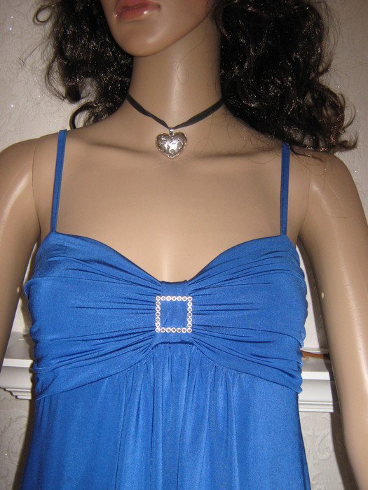 NEU * Glitzer * Swarovski * Strass * Kristalle * Steine * DESIGNER * Cocktail * Spaghetti- Träger * Mini- Kleid * Gr. 34, 36- 38/ XS- S * royal- mittel- königs- blau *