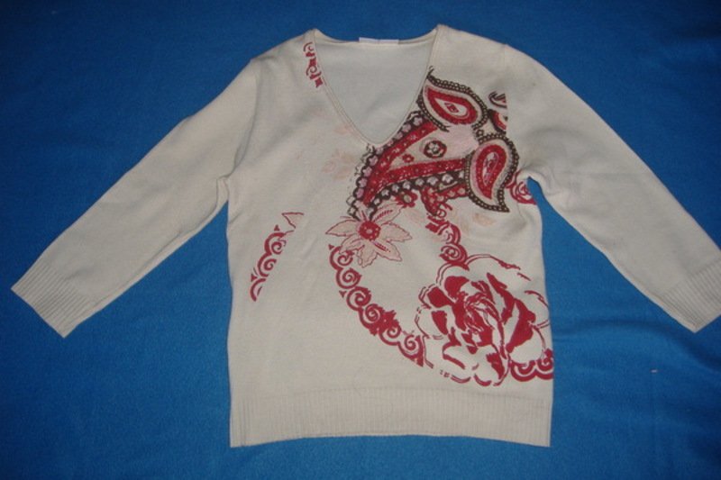 NEUw * Sexy * Blumen * Blüten * Flower- Power * V- Ausschnitt * Feinstrick- Pullover 