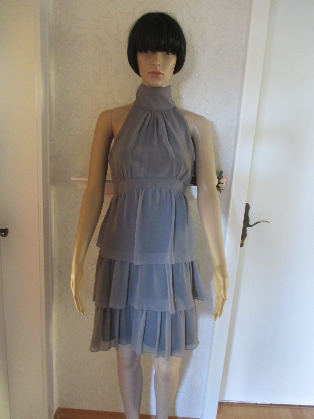 NEU * Edel * Abi- Ball * Ausgeh * Anlass * Cocktail * Seiden- Chiffon * Stufen * Mini- KLEID 