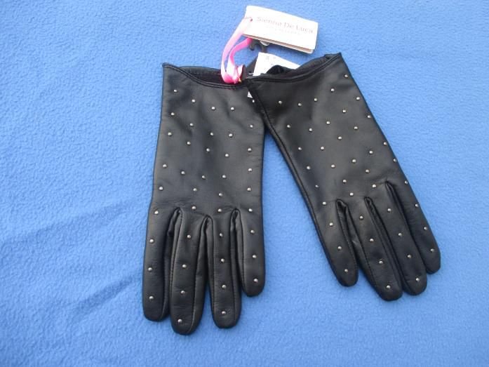 NEU mit ETIKETT * Echt Lamm Napa Leder * Nieten * Finger * Handschuhe * Fingerhandschuhe * Lederhandschuhe mit Futter 