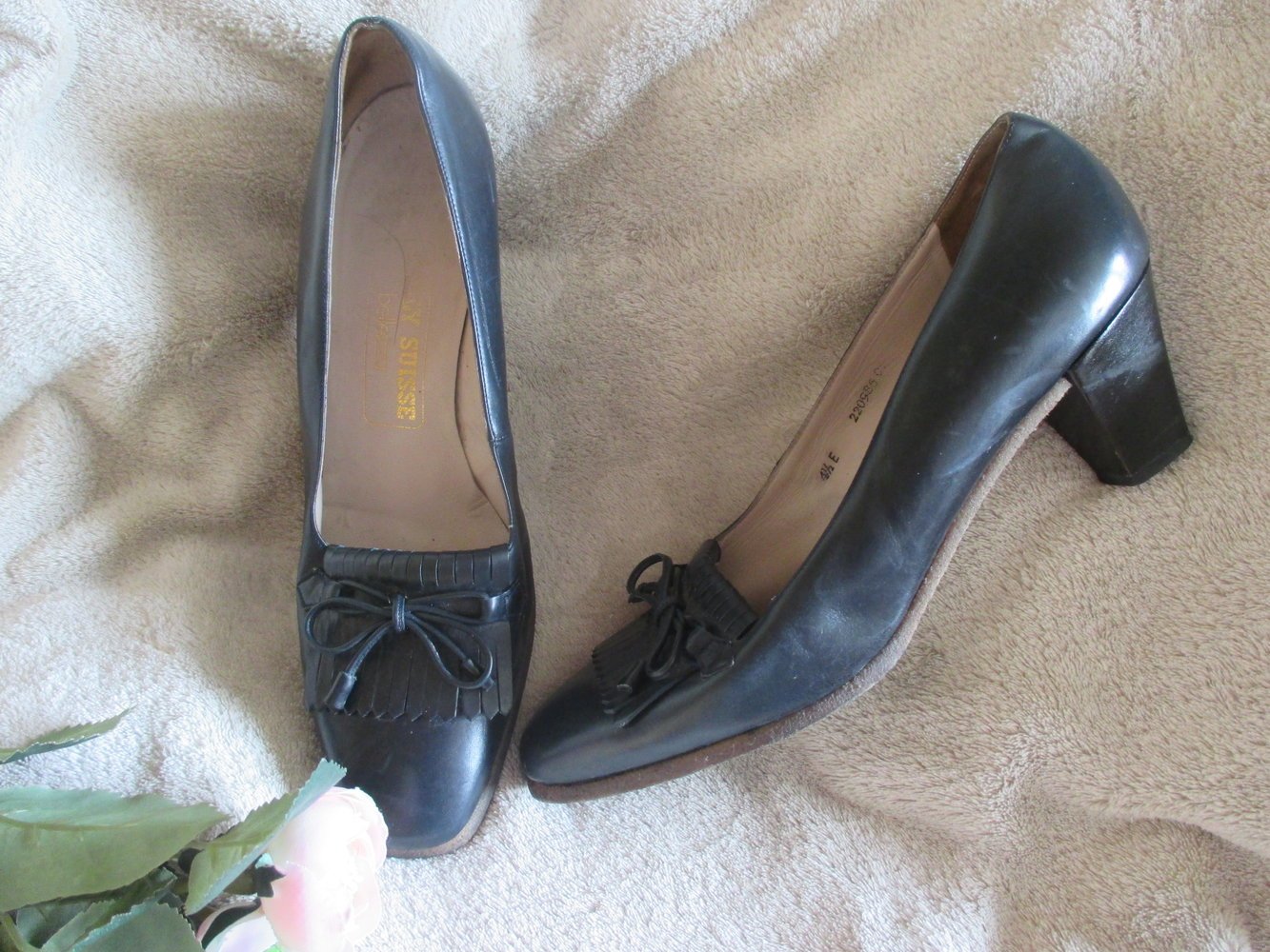  Original VINTAGE * Echt Leder * Marine * Sailor * Maritim * Loafer * Pumps * Schuhe mit Lasche und Schleife 