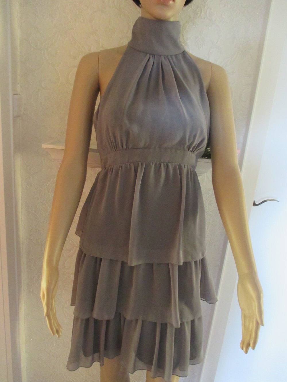 NEU * Edel * Abi- Ball * Ausgeh * Anlass * Cocktail * Seiden- Chiffon * Stufen * Mini- KLEID 