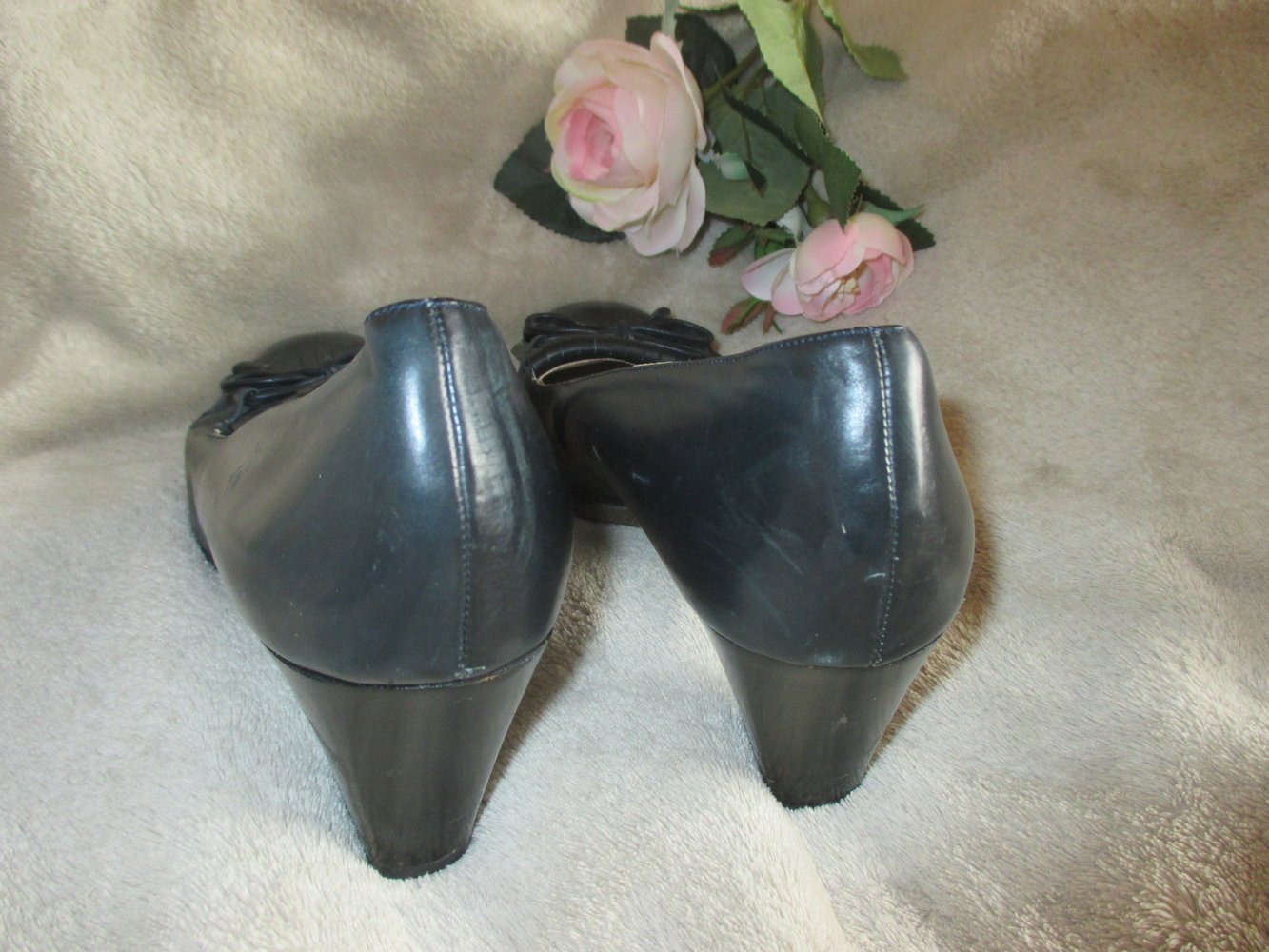  Original VINTAGE * Echt Leder * Marine * Sailor * Maritim * Loafer * Pumps * Schuhe mit Lasche und Schleife 