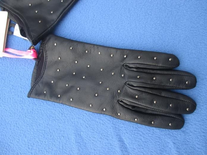 NEU mit ETIKETT * Echt Lamm Napa Leder * Nieten * Finger * Handschuhe * Fingerhandschuhe * Lederhandschuhe mit Futter 