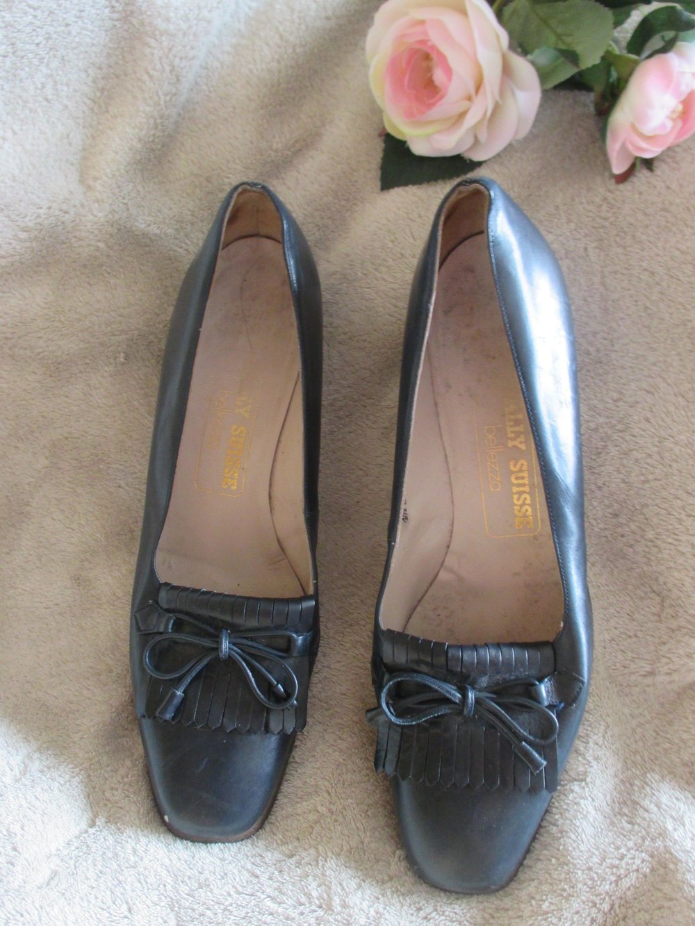  Original VINTAGE * Echt Leder * Marine * Sailor * Maritim * Loafer * Pumps * Schuhe mit Lasche und Schleife 