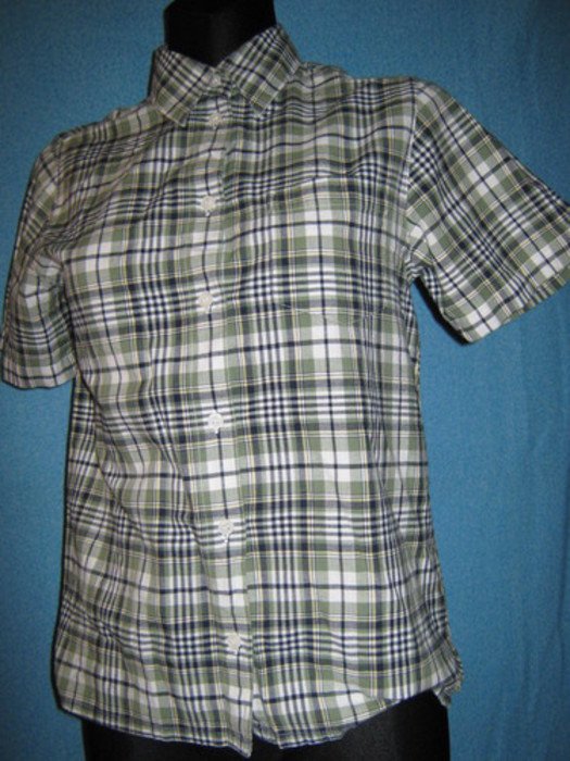  NEUw * Stylich * Original VINTAGE * DESIGNER * Madras- Karo * Kurzarm * Hemd- Bluse mit Esprit * Gr. 36- 38, 40/ S- M * grün * blau * weiß *