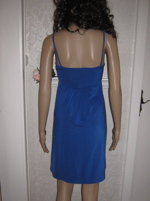 NEU * Glitzer * Swarovski * Strass * Kristalle * Steine * DESIGNER * Cocktail * Spaghetti- Träger * Mini- Kleid * Gr. 34, 36- 38/ XS- S * royal- mittel- königs- blau *