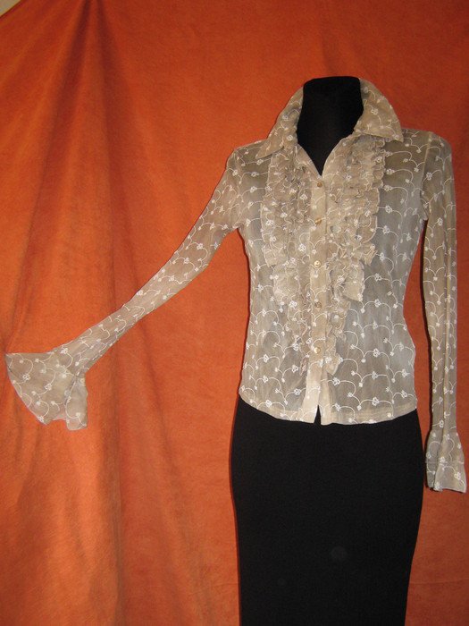 NEU * Original VINTAGE * Flamenco * Romantik * Festival * Hippie- Style * Rüschen * Volant * Seiden- Chiffon * Bodycon * Bluse 
