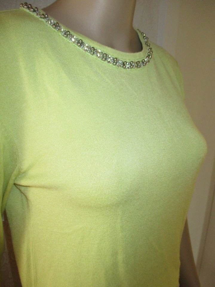 NEUw * Gold- Perlen * Strass- Kristalle * Kurzarm * Feinstrick- Pullover 