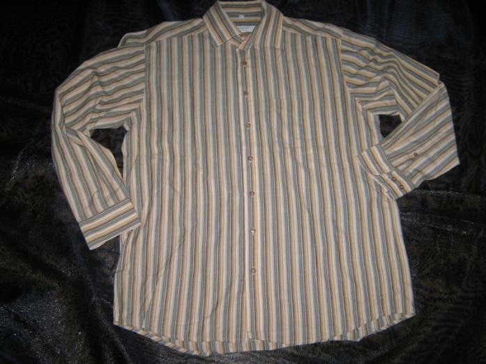 NEUw * Edel * DESIGNER * Business * Freizeit * Langarm * Streifen * Hemd * Gr. 40, 41- 42/ M- L * cremé- beige * grau *
