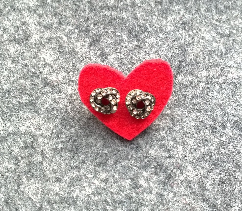 Ohrstecker Modeschmuck schlaufen schwarz mit Strass