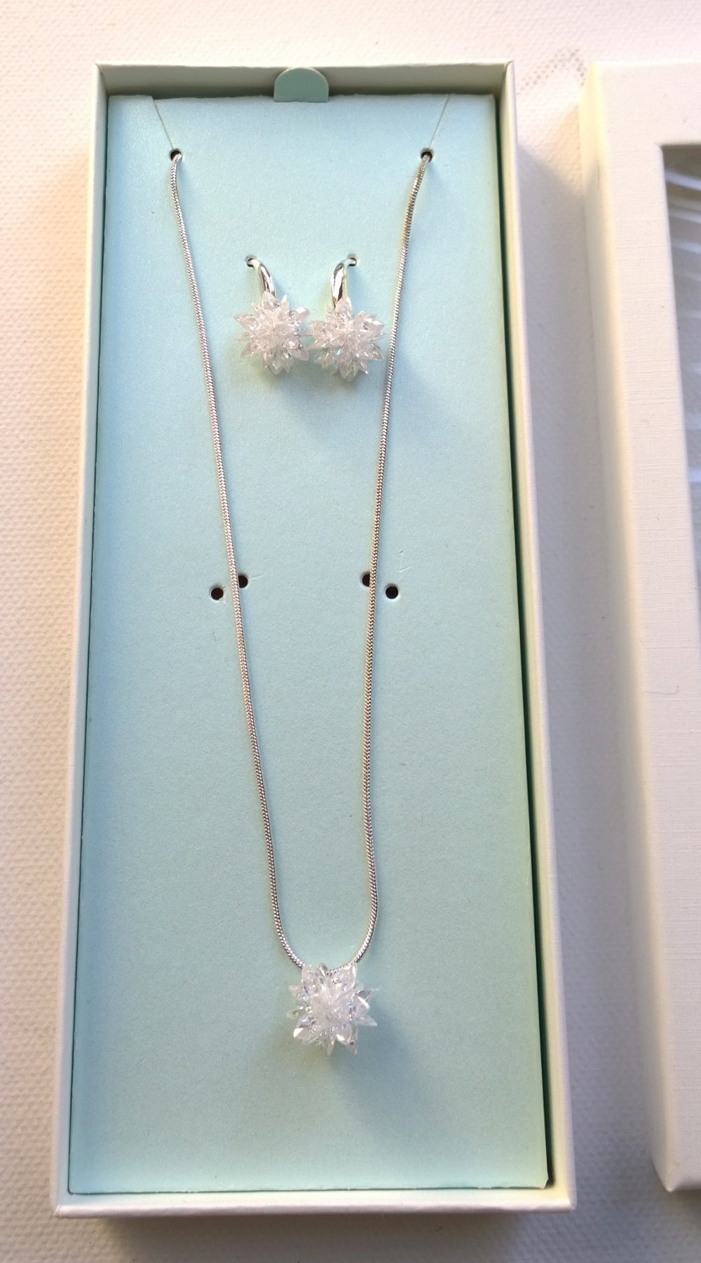 Schmuckset, Kristall, Kette und Ohrringe