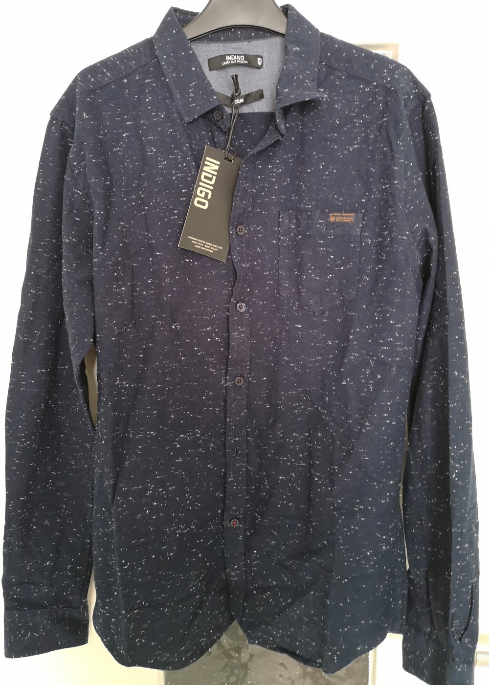  Herren Hemd Indigo Blau Größe M