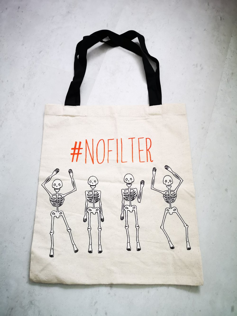 Jutebeutel, Stoffbeutel, Halloween, Skelette