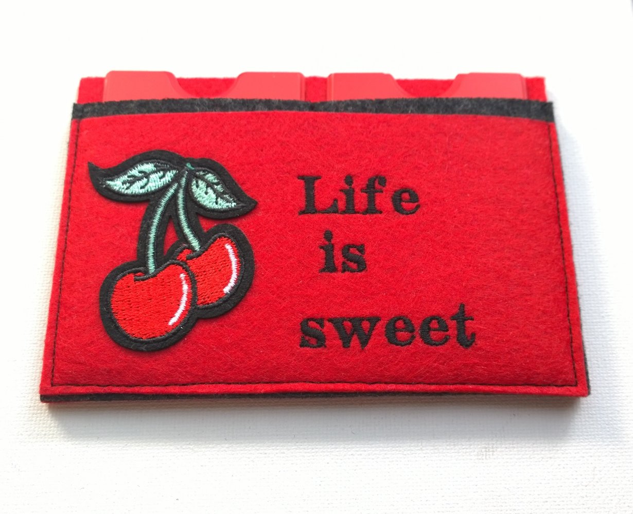 Kartenetui, Mini Geldbörse, Kirsche