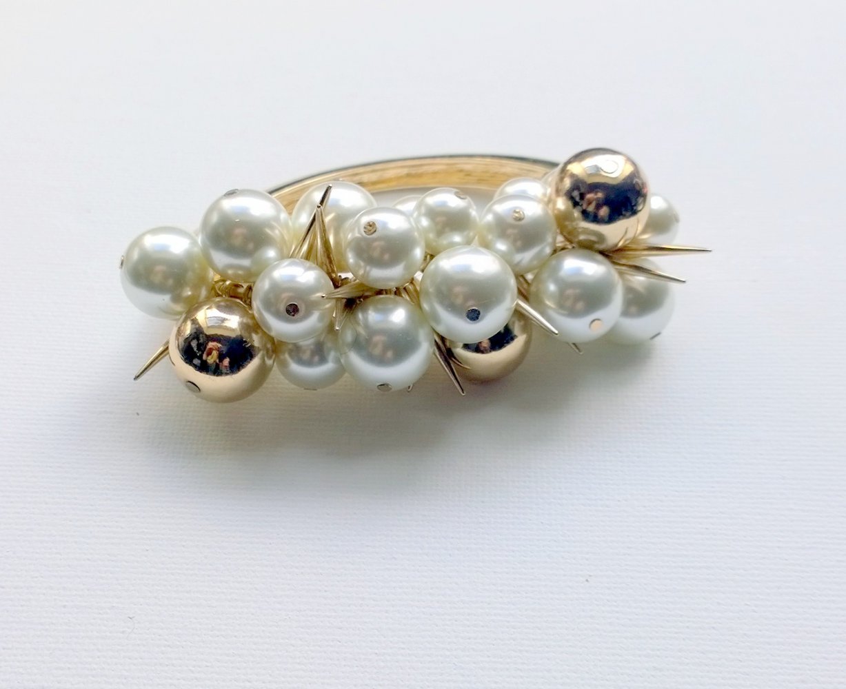 Perlenarmband gold/ weiß