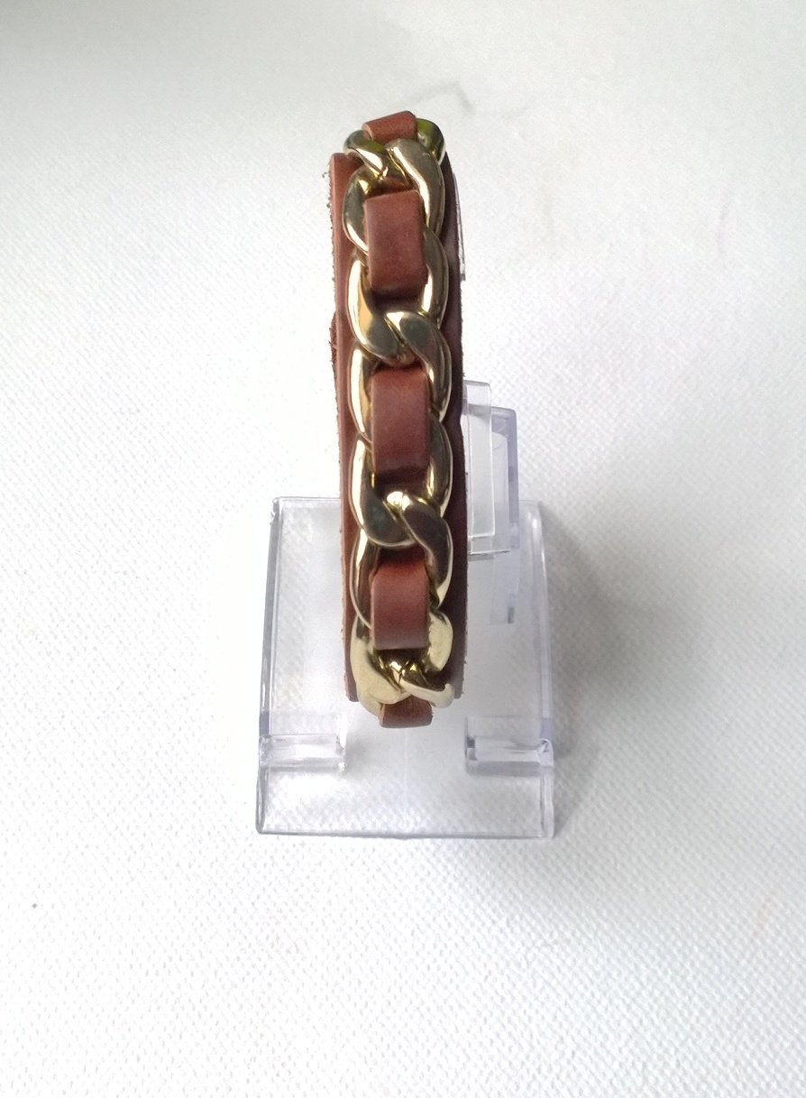  Armband, Echtleder, Gliederkette