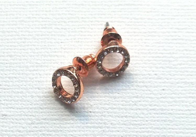 Ohrstecker Rosegold Modeschmuck Kreise Steinchen