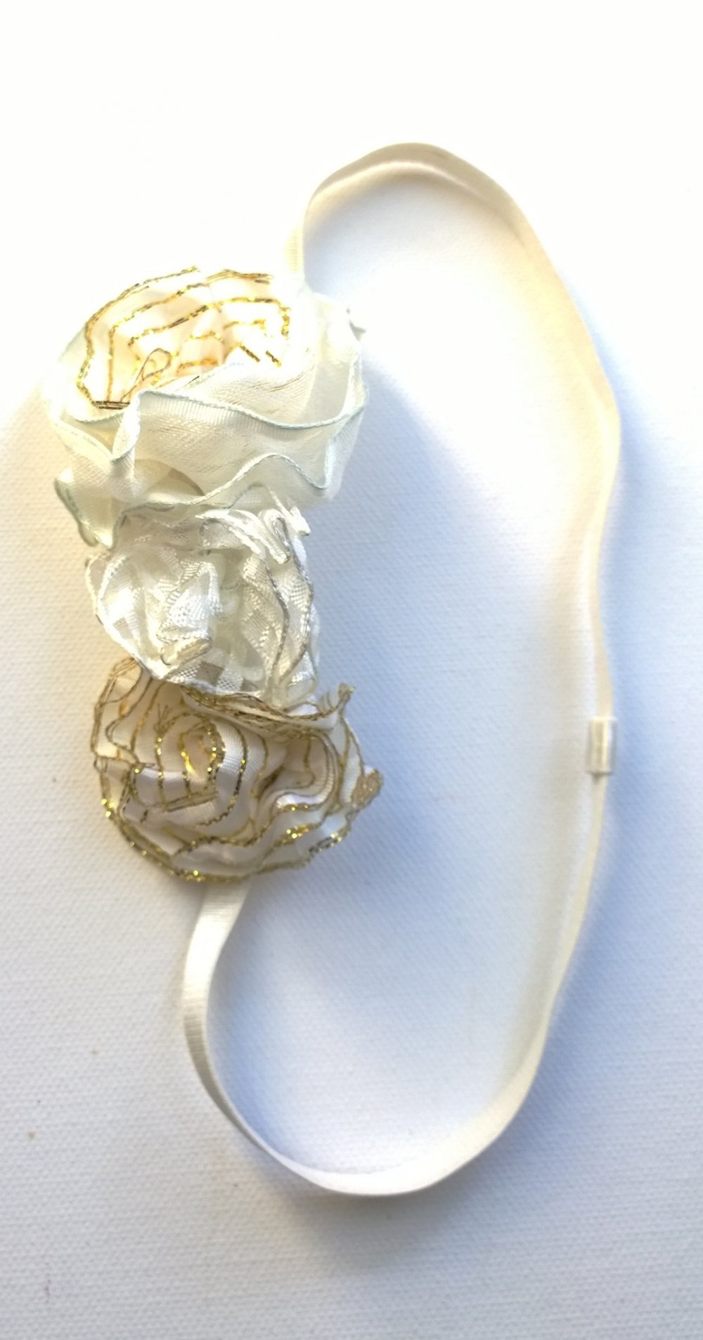 Haarband, weiß, Blumen, selbstgenäht