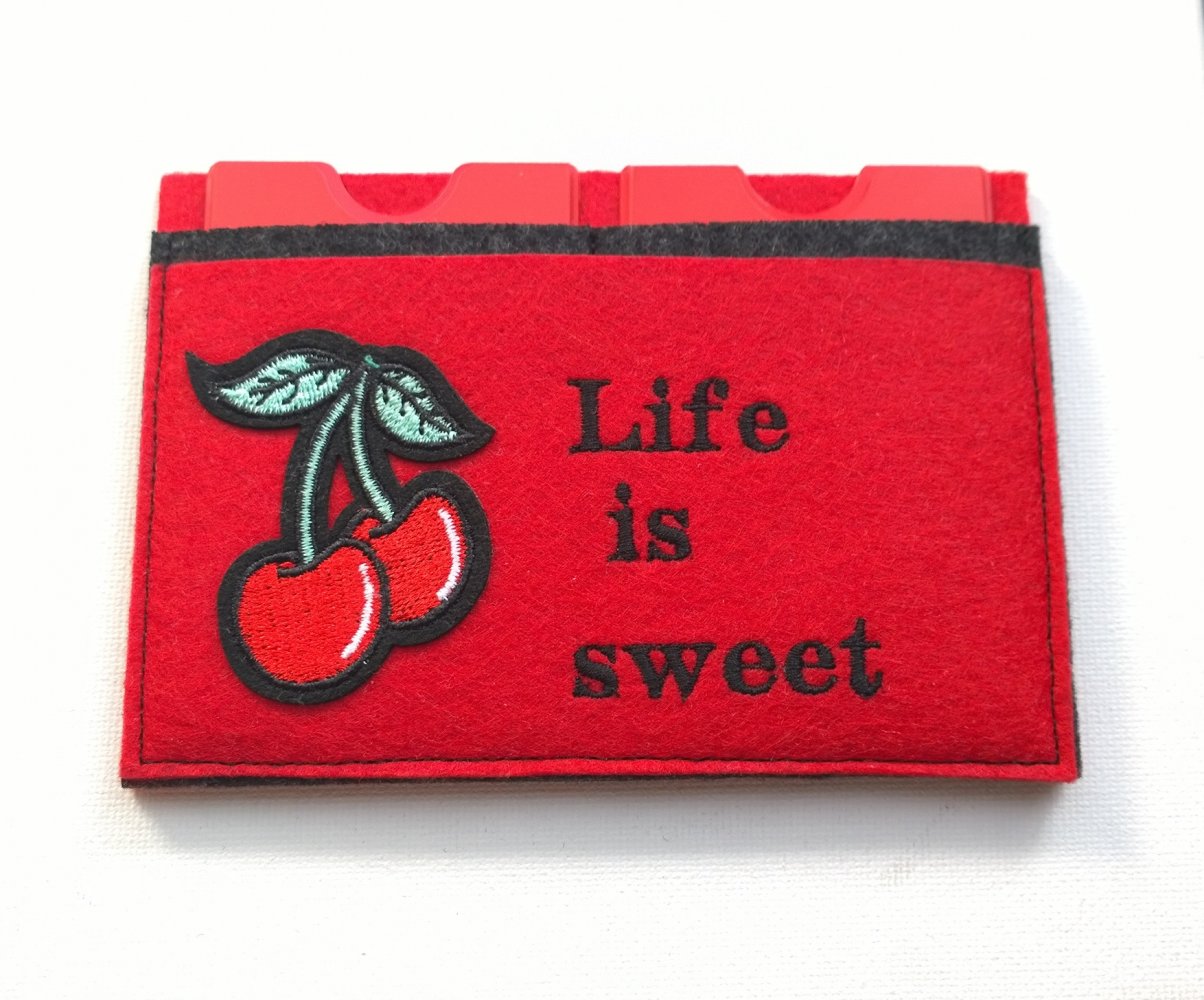 Kartenetui, Mini Geldbörse, Kirsche