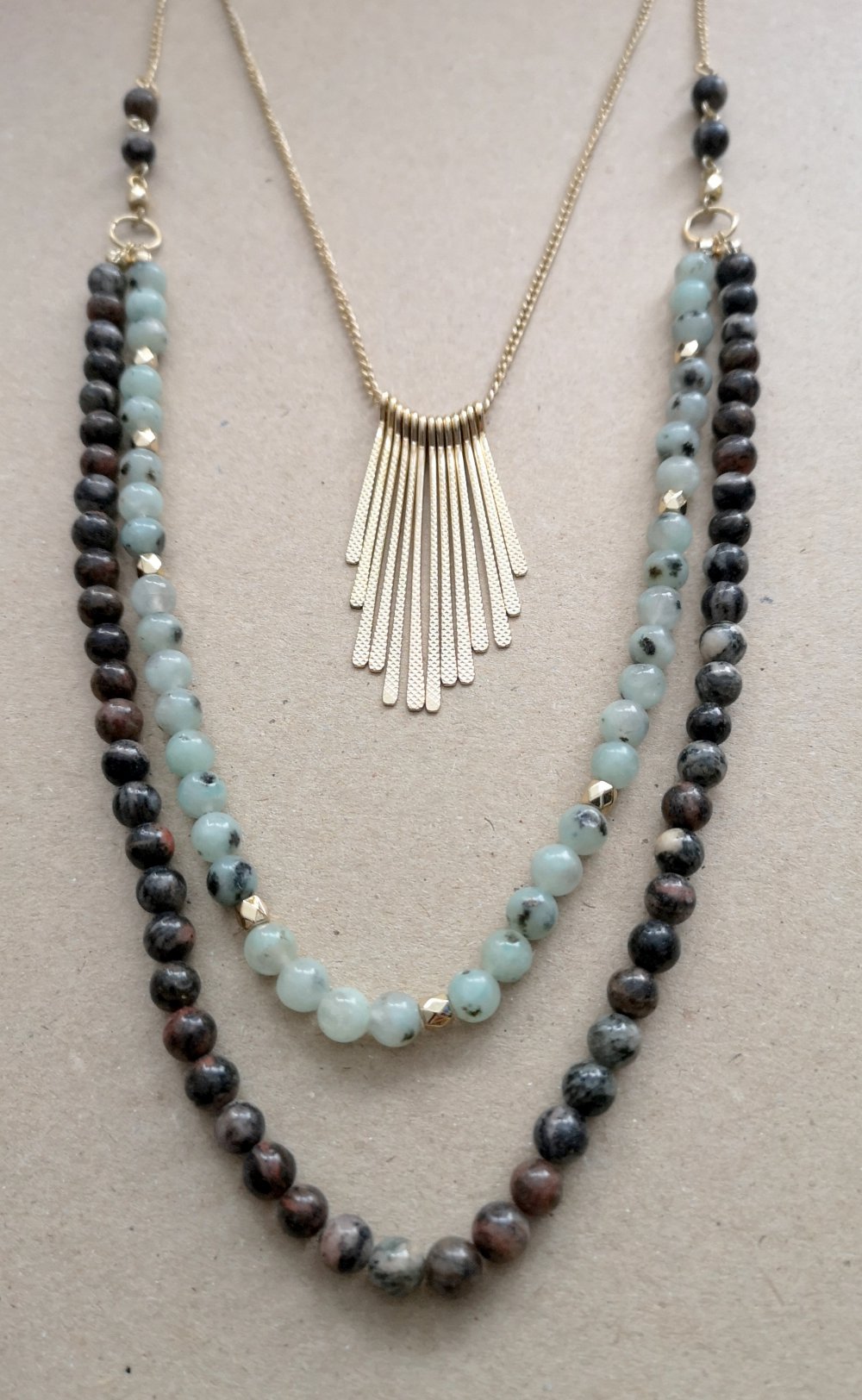 Lagenkette gold Steine türkis 