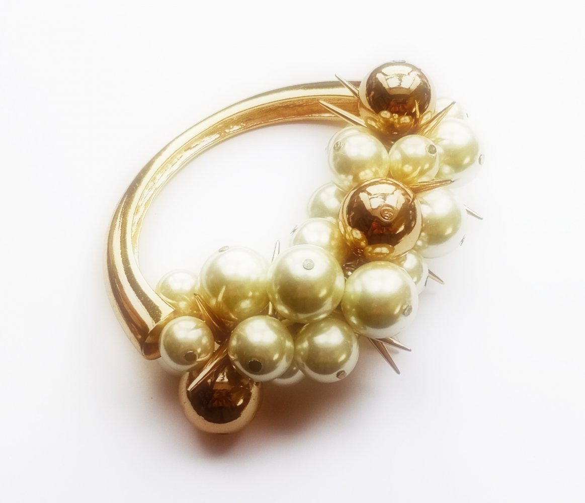 Perlenarmband gold/ weiß