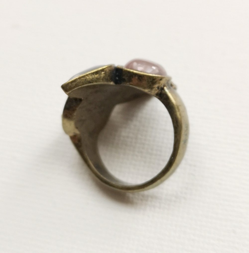 Ring altgold pastell Steine Größe 17