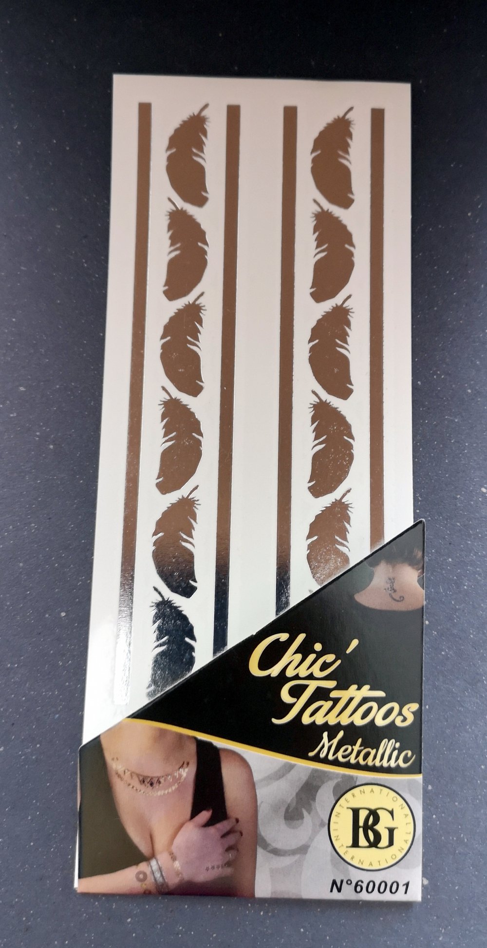 Flash Tattoo silber metallic Feder