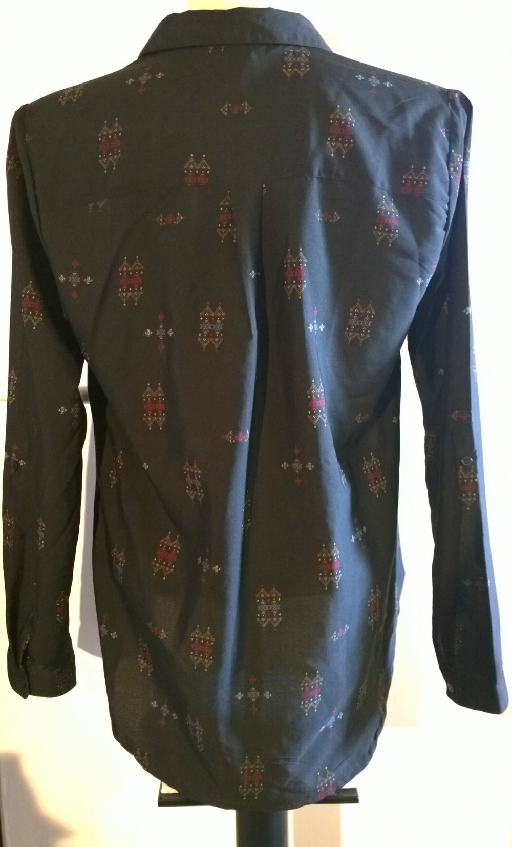 Bluse, schwarz, Aztekenmuster, Reserved, Gr.M