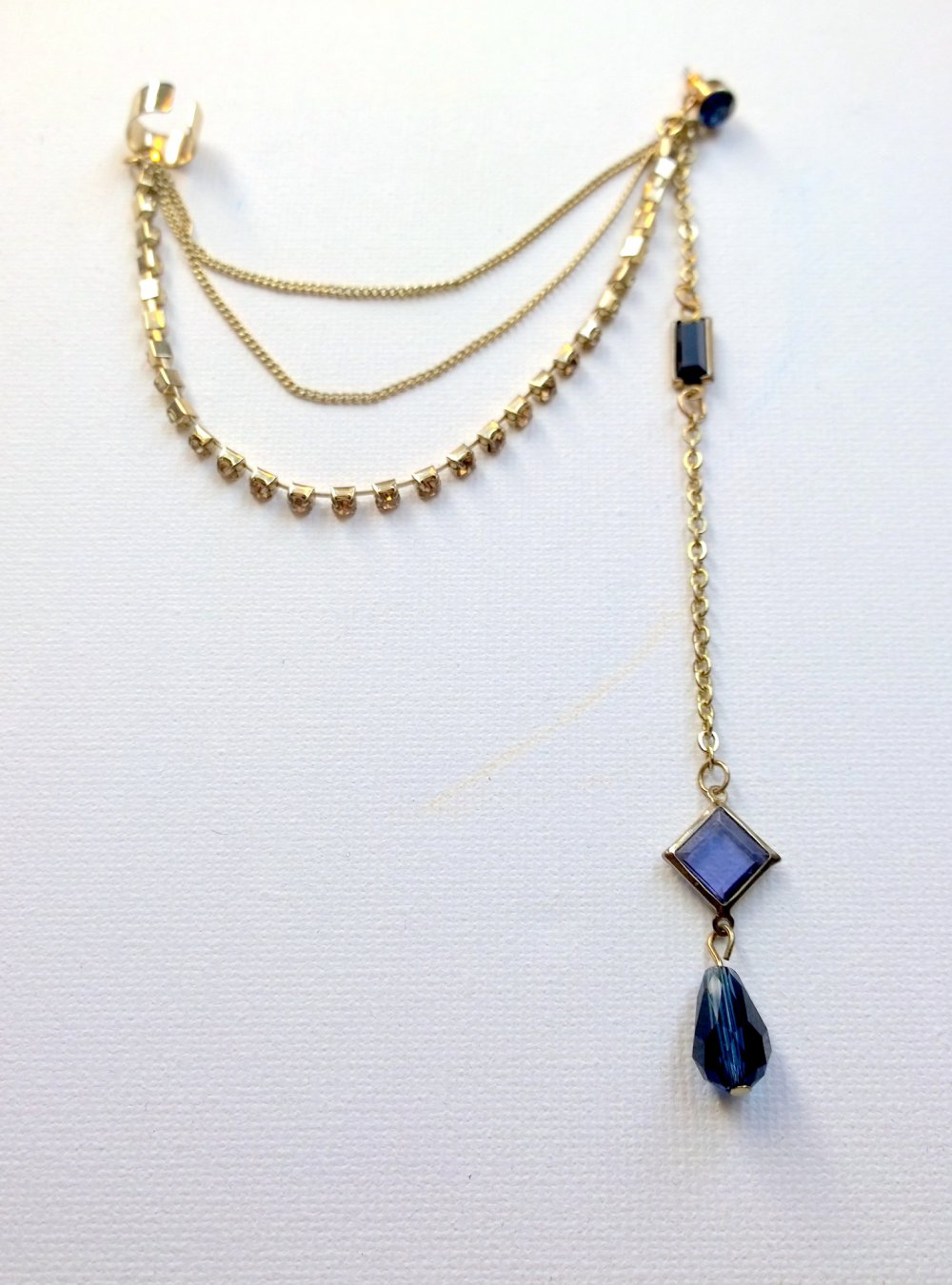  Earcuff, Ohrring, gold, blau