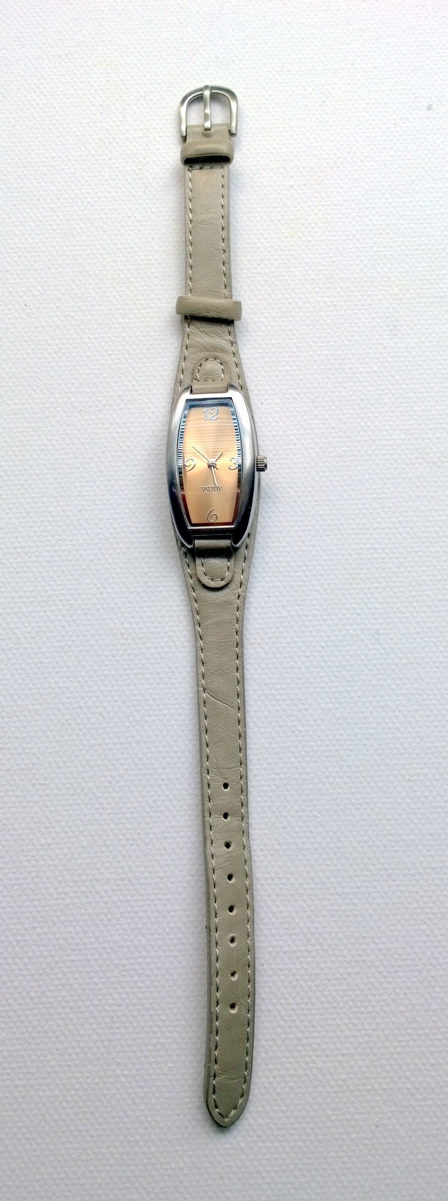  Uhr grau Silber mit bronzefarbenen Ziffernblatt