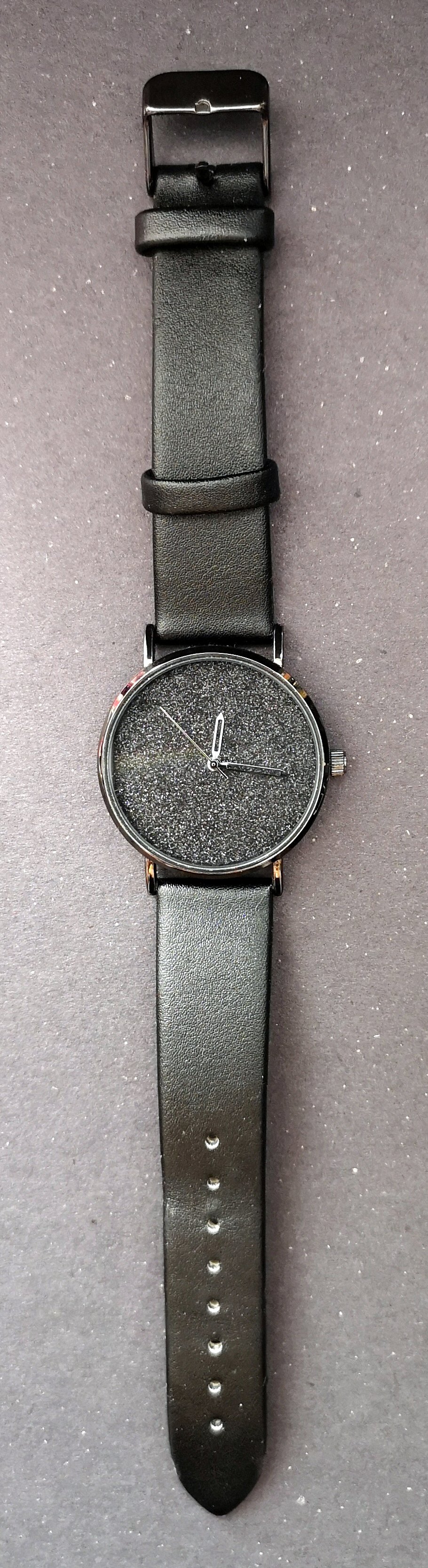 Damenuhr schwarz glitzer Even&Odd