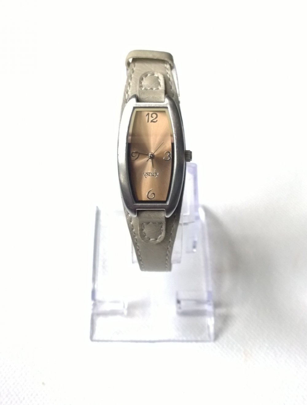  Uhr grau Silber mit bronzefarbenen Ziffernblatt