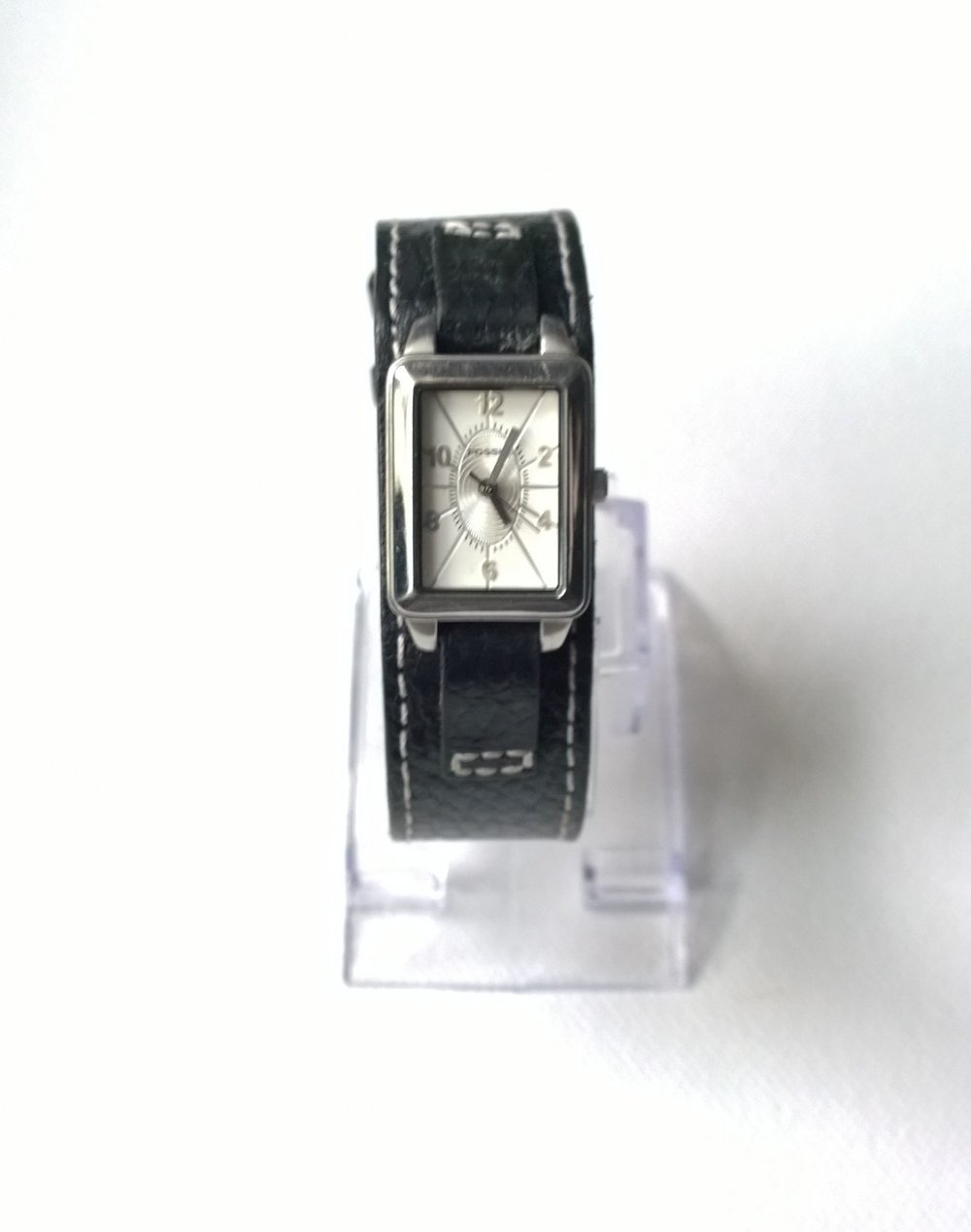 Fossil Uhr schwarz Leder silber