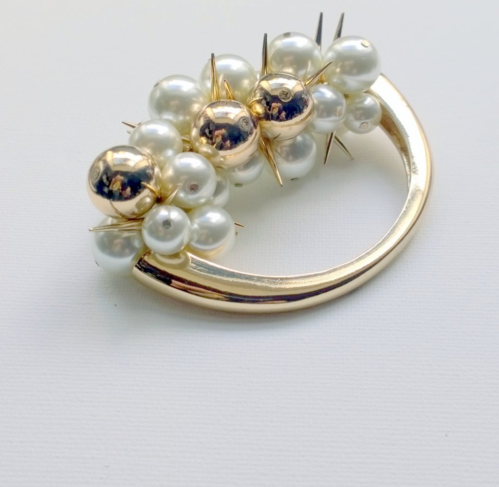 Perlenarmband gold/ weiß