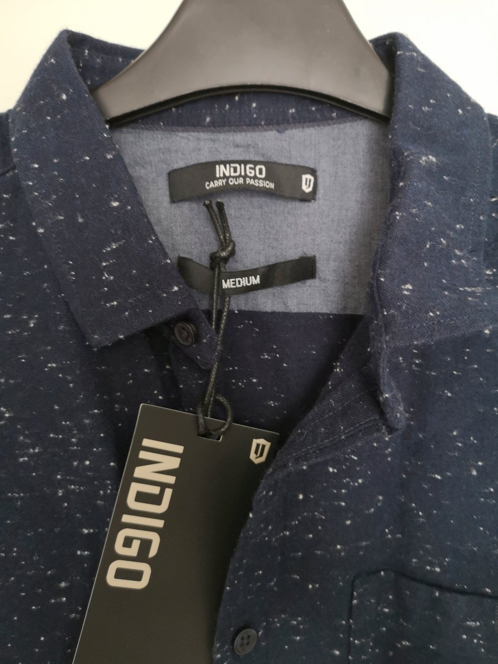  Herren Hemd Indigo Blau Größe M