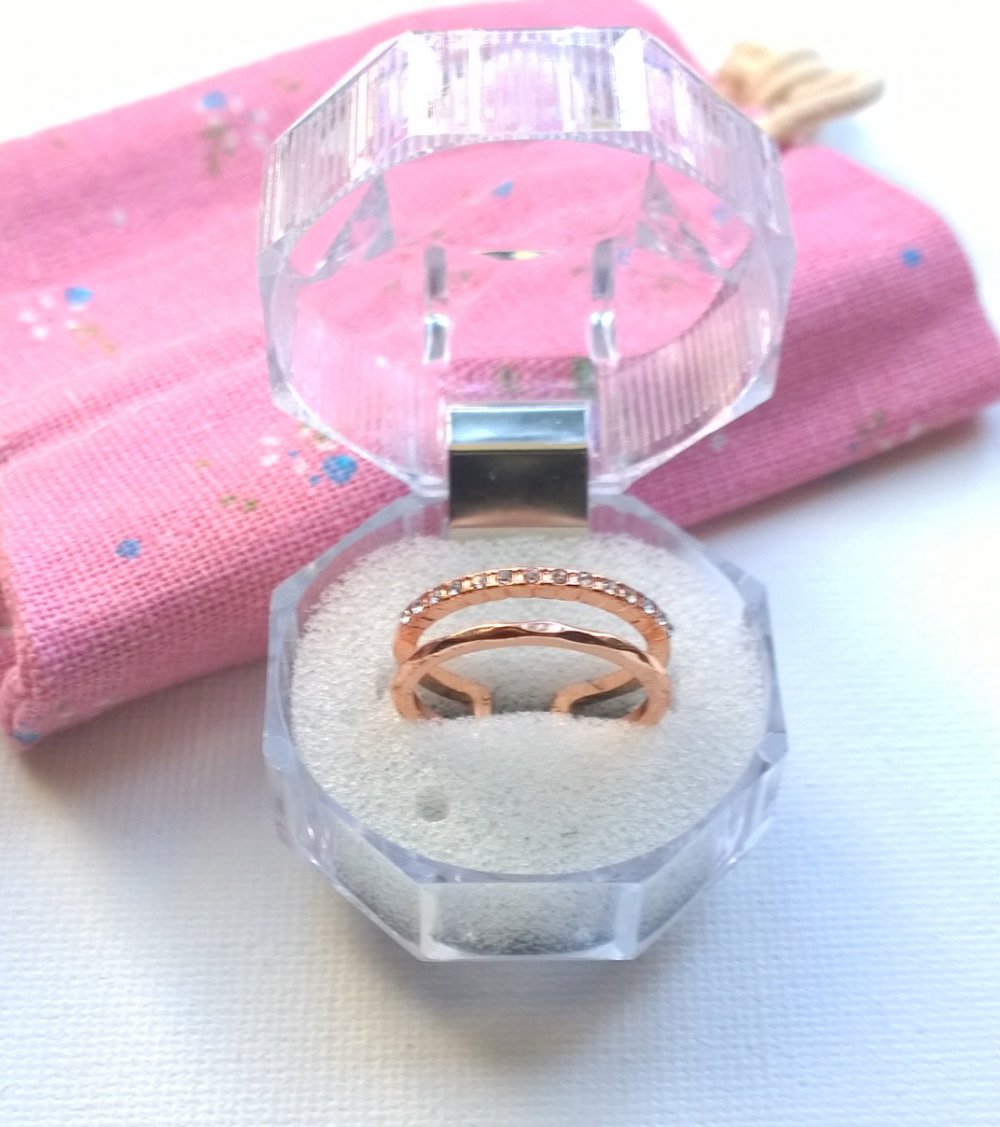 Ring,Rosegold, Modeschmuck, Steinchen, Gr.16