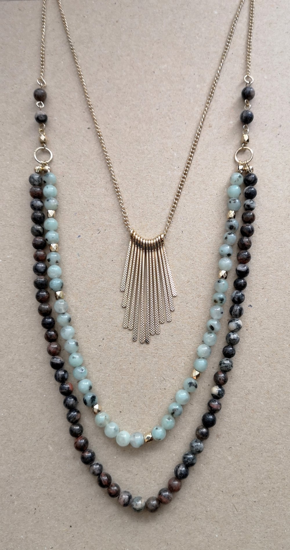 Lagenkette gold Steine türkis 