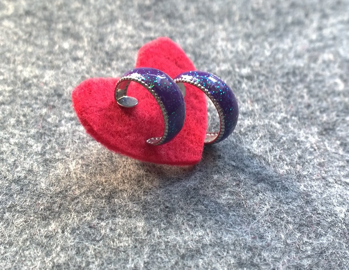 Creolen lila glitzer