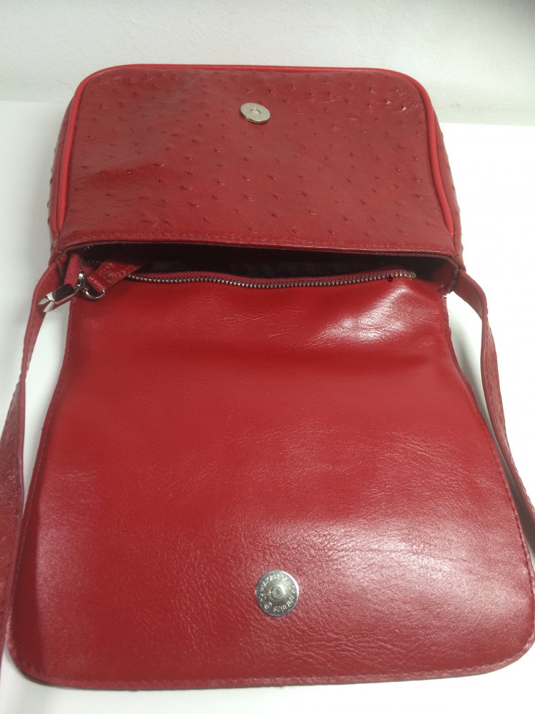 J. Clay Leather Collection tolles rotes STRAUSSENLEDER, echtes Leder