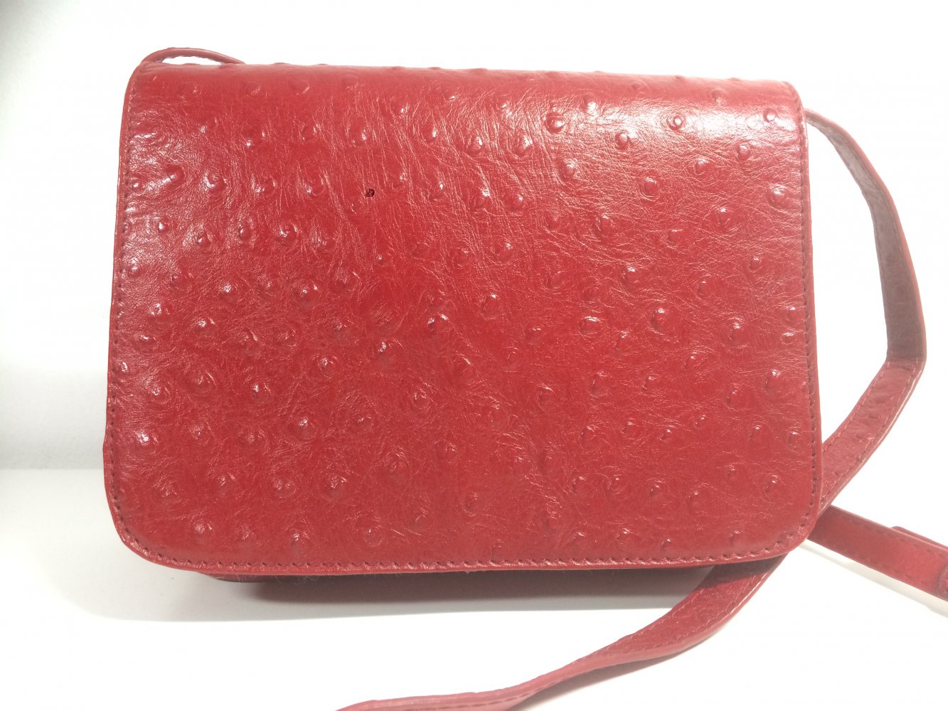 J. Clay Leather Collection tolles rotes STRAUSSENLEDER, echtes Leder