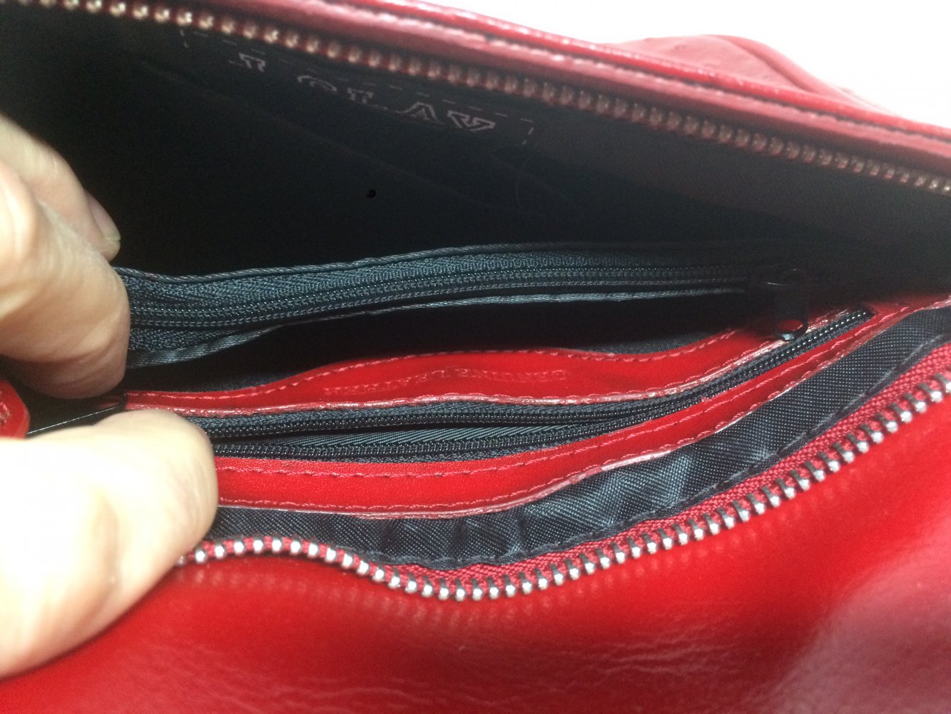 J. Clay Leather Collection tolles rotes STRAUSSENLEDER, echtes Leder