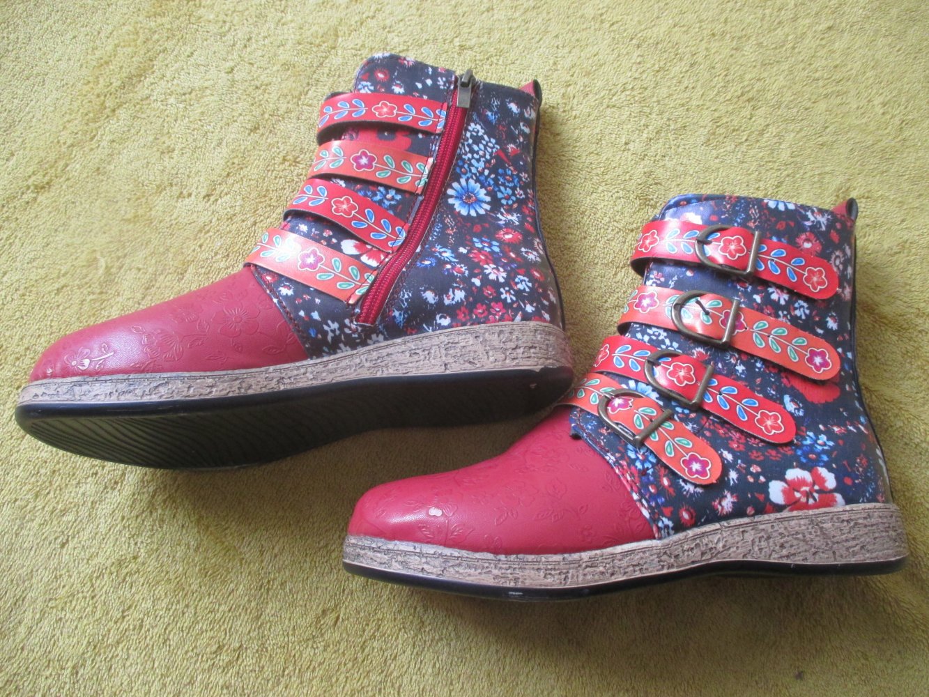 NEU * Blumen * Blüten * Flower-Power * Boho- Style * Stiefel Stiefeletten * Boots * Gr. 35- 36/ 3- 4 * bunt * 